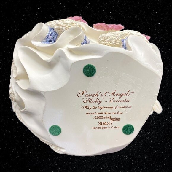 2002 Sarah’s Angel Resin Holly December Angel Figurine 5”T 4.5”W - Picture 6 of 6